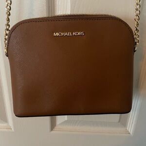 Michael Kors Jet Set Dome Crossbody Bag Blue Gold Saffiano Calfskin Leather